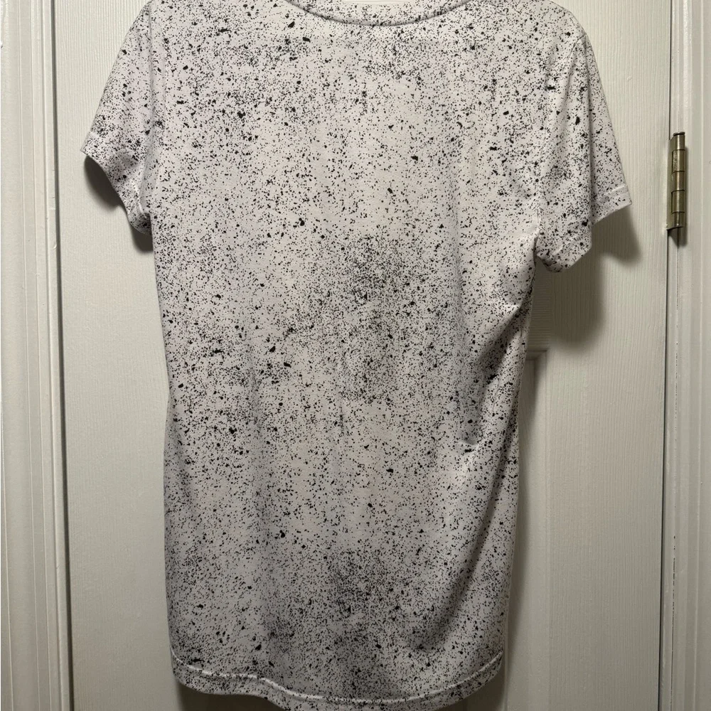 Adidas Women's Black and White Speckled V-Neck Tee - Picture 2 of 3